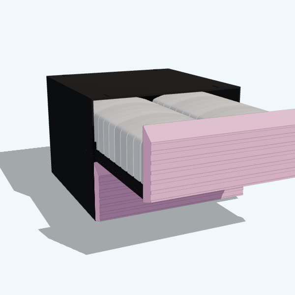 Sakura Pink N64 cartridge drawers stacked together
