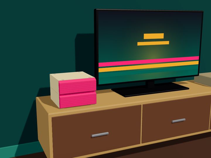 Game storage next to the tv